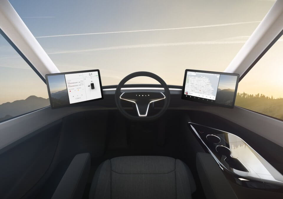 Tesla Semi Truck Inside Cab seat is centered Owner Operator Trucking